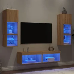 Outlet vidaXL Tv-bänk 6 delar LED sonoma-ek konstruerat trä Sonoma ek