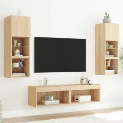 Outlet vidaXL Tv-bänk 6 delar LED sonoma-ek konstruerat trä Sonoma ek