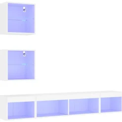 vidaXL Tv-bänk 5 delar LED vit konstruerat trä