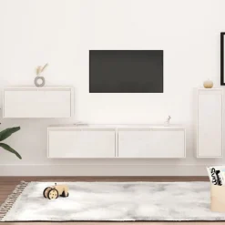 Discount vidaXL Tv-bänk 4 st massiv furu Vit
