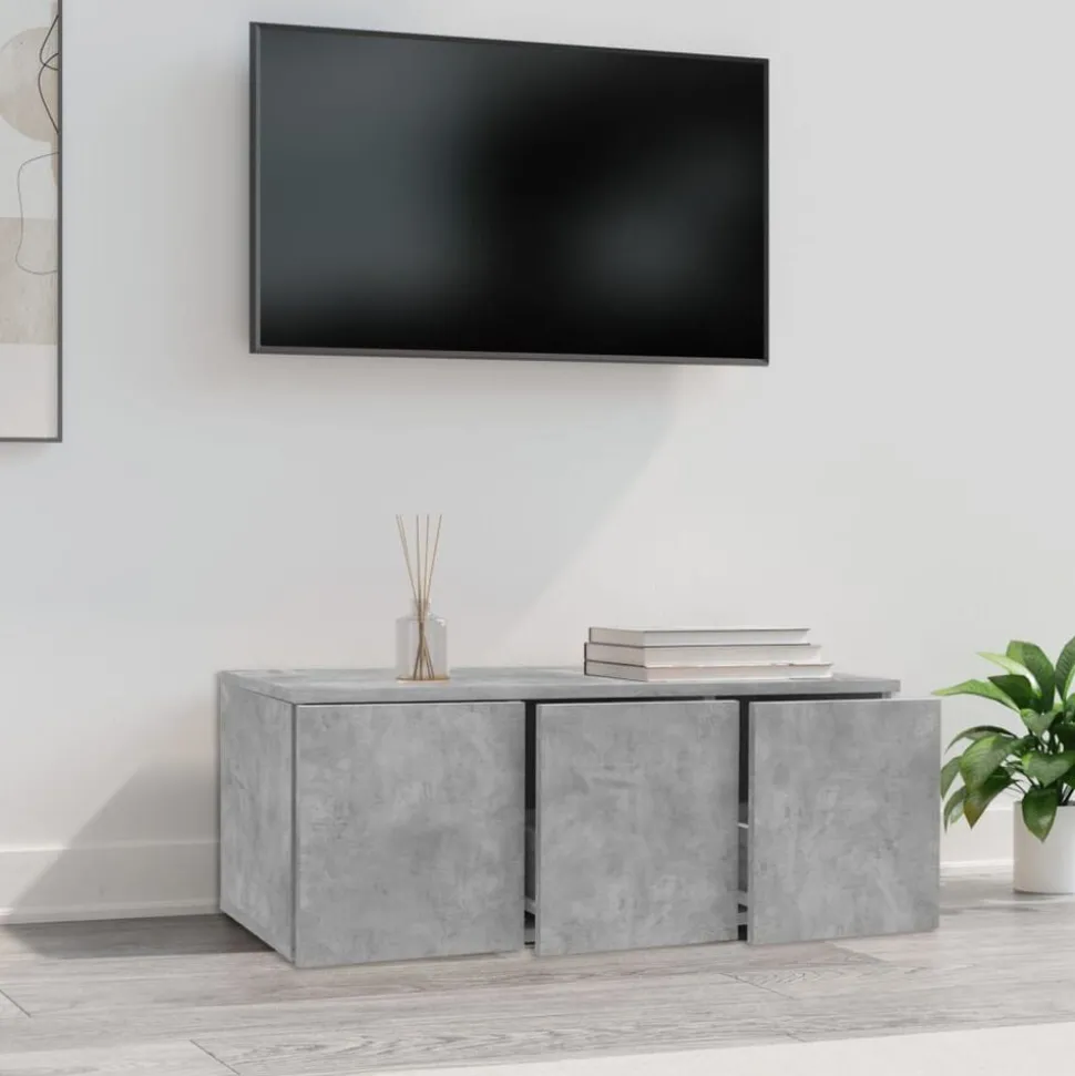 vidaXL Tv-bänk betonggrå 80x34x30 cm konstruerat trä