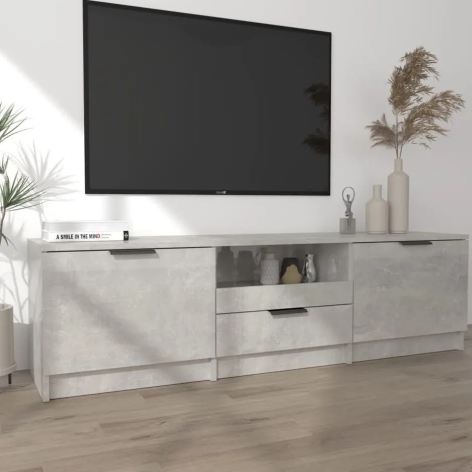 Clearance vidaXL Tv-bänk 140x35x40 cm konstruerat trä Betonggrå