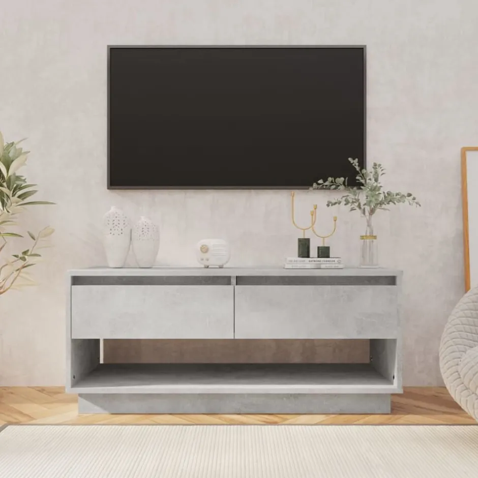 New vidaXL Tv-bänk 102x41x44 cm konstruerat trä Betonggrå