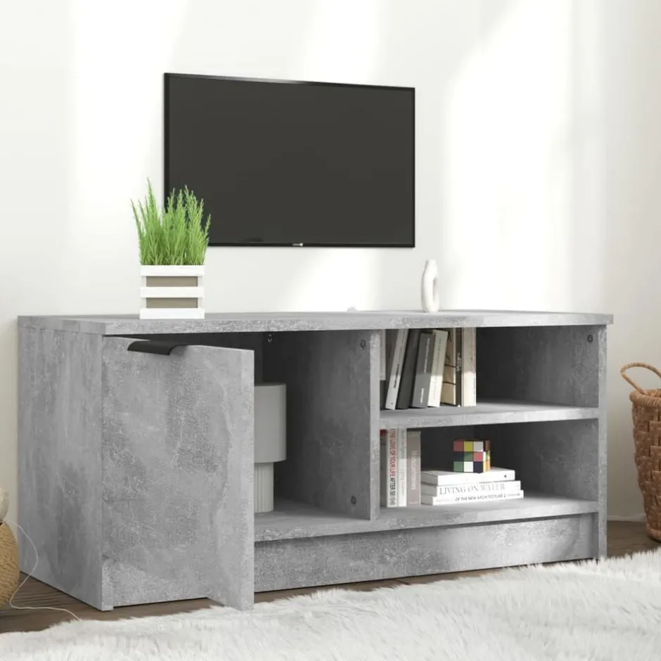 Hot vidaXL Tv-bänk 80x35x36,5 cm konstruerat trä Betonggrå