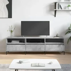 Best vidaXL Tv-bänk 150x30x44,5 cm konstruerat trä Betonggrå
