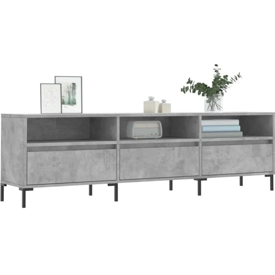 Best vidaXL Tv-bänk 150x30x44,5 cm konstruerat trä Betonggrå