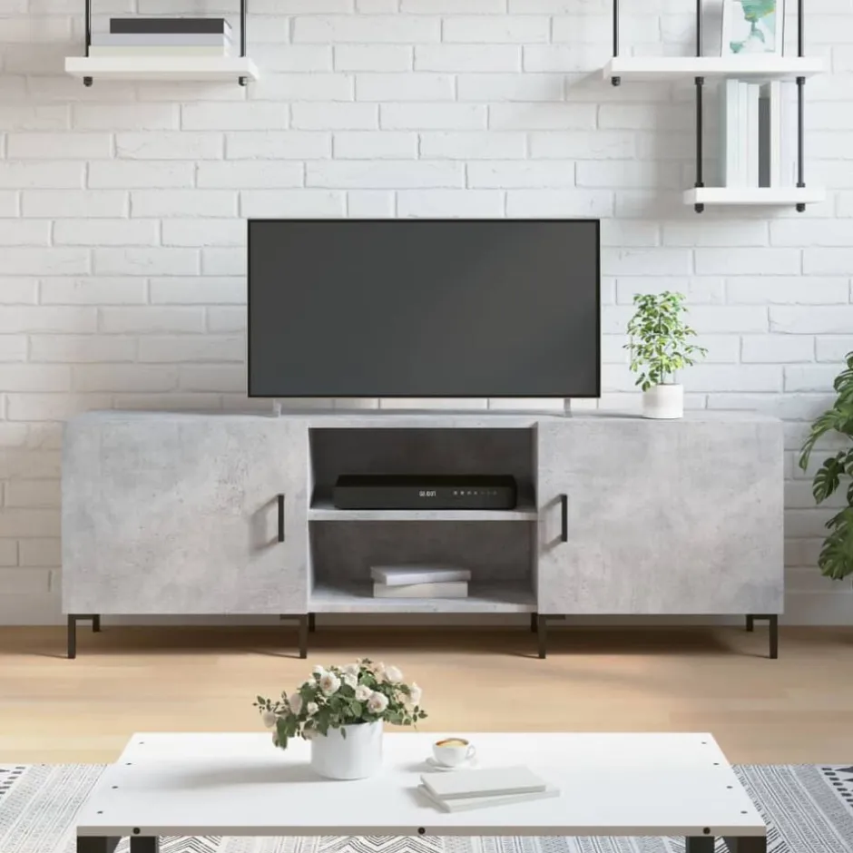 Outlet vidaXL Tv-bänk 150x30x50 cm konstruerat trä Betonggrå