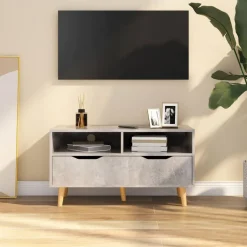 Outlet vidaXL Tv-bänk 90x40x48,5 cm konstruerat trä Betonggrå