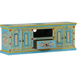 Online vidaXL Tv-bänk 110x30x40 cm massivt mangoträ Blå