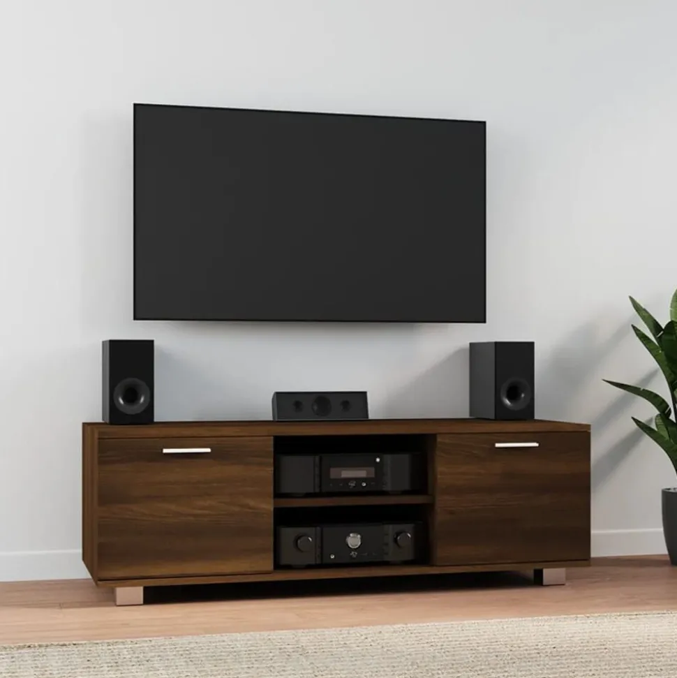 vidaXL Tv-bänk brun ek 120x40,5x35 cm konstruerat trä