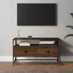 Clearance vidaXL Tv-bänk 80x35x45 cm konstruerat trä brun ek