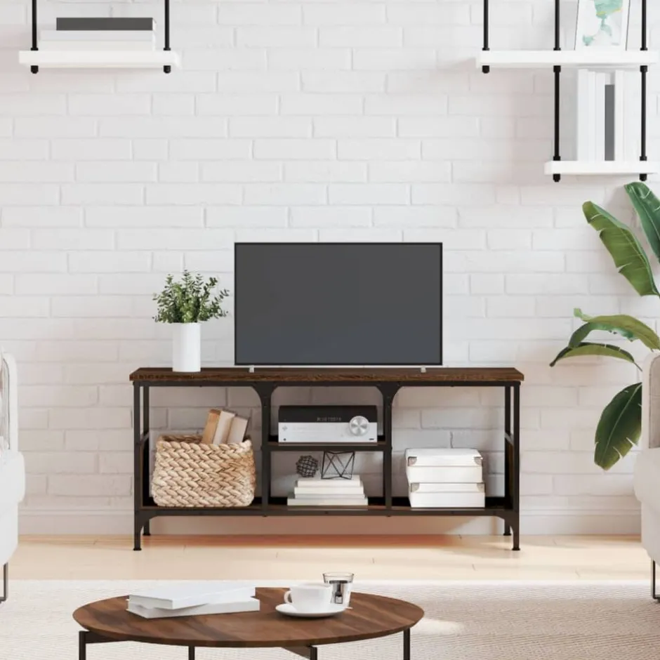 Discount vidaXL Tv-bänk 100x35x45 cm konstruerat trä & järn brun ek