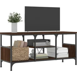 Discount vidaXL Tv-bänk 100x35x45 cm konstruerat trä & järn brun ek