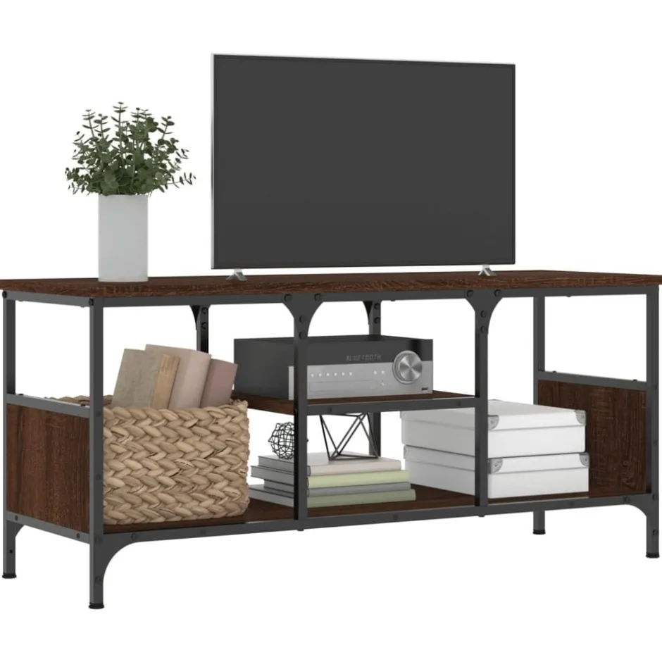 Discount vidaXL Tv-bänk 100x35x45 cm konstruerat trä & järn brun ek
