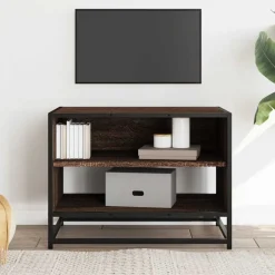 Online vidaXL Tv-bänk 61x40x46 cm konstruerat trä och metall brun ek