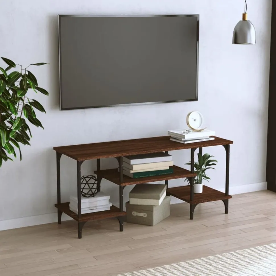 vidaXL Tv-bänk brun ek 102x35x45,5 cm konstruerat trä