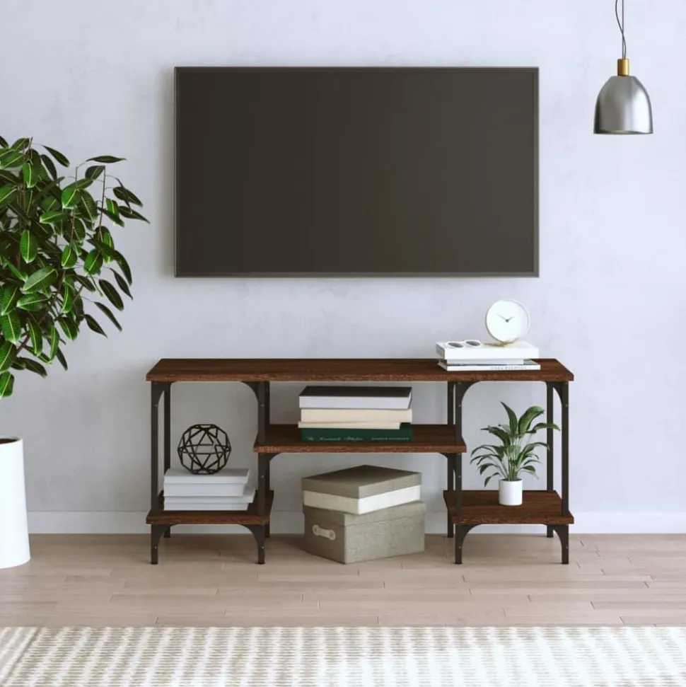 vidaXL Tv-bänk brun ek 102x35x45,5 cm konstruerat trä