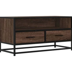 vidaXL Tv-bänk brun ek 80x34,5x40 cm konstruerat trä och metall