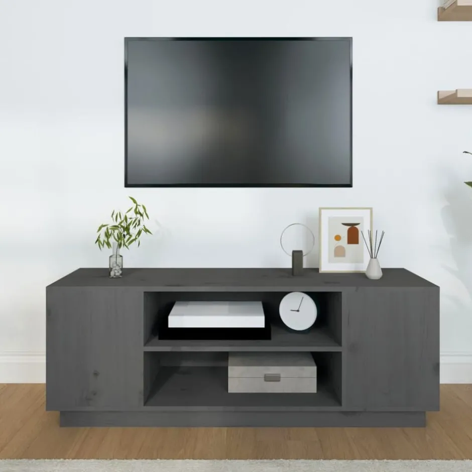 Sale vidaXL Tv-bänk 110x35x40,5 cm massiv furu Grå