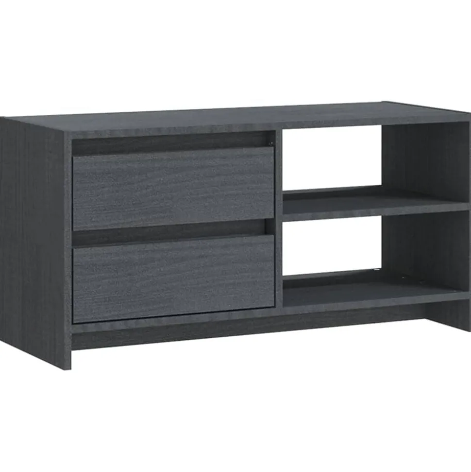 vidaXL Tv-bänk grå 80x31x39 cm massiv furu