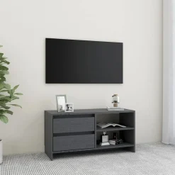 vidaXL Tv-bänk grå 80x31x39 cm massiv furu