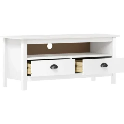 Clearance vidaXL TV-bänk Hill 110x40x47 cm massiv furu Vit