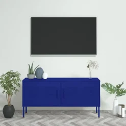 Outlet vidaXL Tv-bänk 105x35x50 cm stål Marinblå