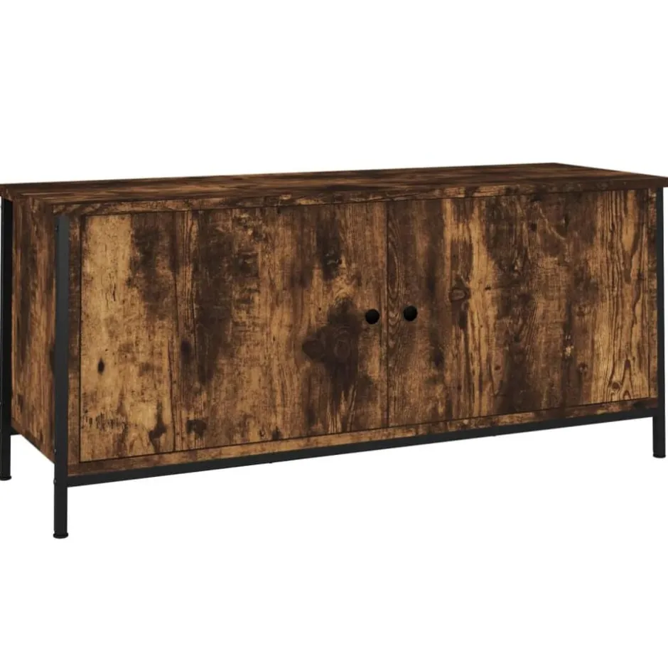 Clearance vidaXL Tv-bänk med dörrar 102x35x45 cm konstruerat trä Rökfärgad ek