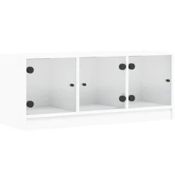 Sale vidaXL Tv-bänk med glasdörrar 102x37x42 cm Vit