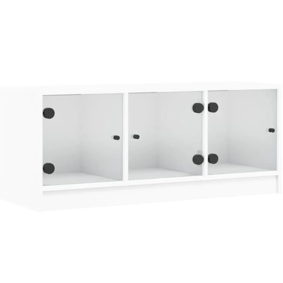 Sale vidaXL Tv-bänk med glasdörrar 102x37x42 cm Vit