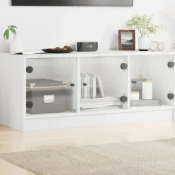 Sale vidaXL Tv-bänk med glasdörrar 102x37x42 cm Vit