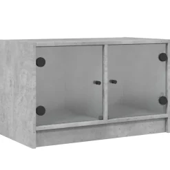 vidaXL Tv-bänk med glasdörrar betonggrå 68x37x42 cm