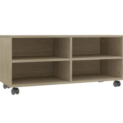 vidaXL Tv-bänk med hjul 90x35x35 cm konstruerat trä Sonoma ek