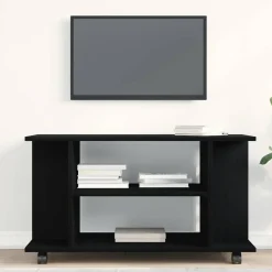 Discount vidaXL TV-bänk med hjul 80x40x45 cm konstruerat trä Svart ek