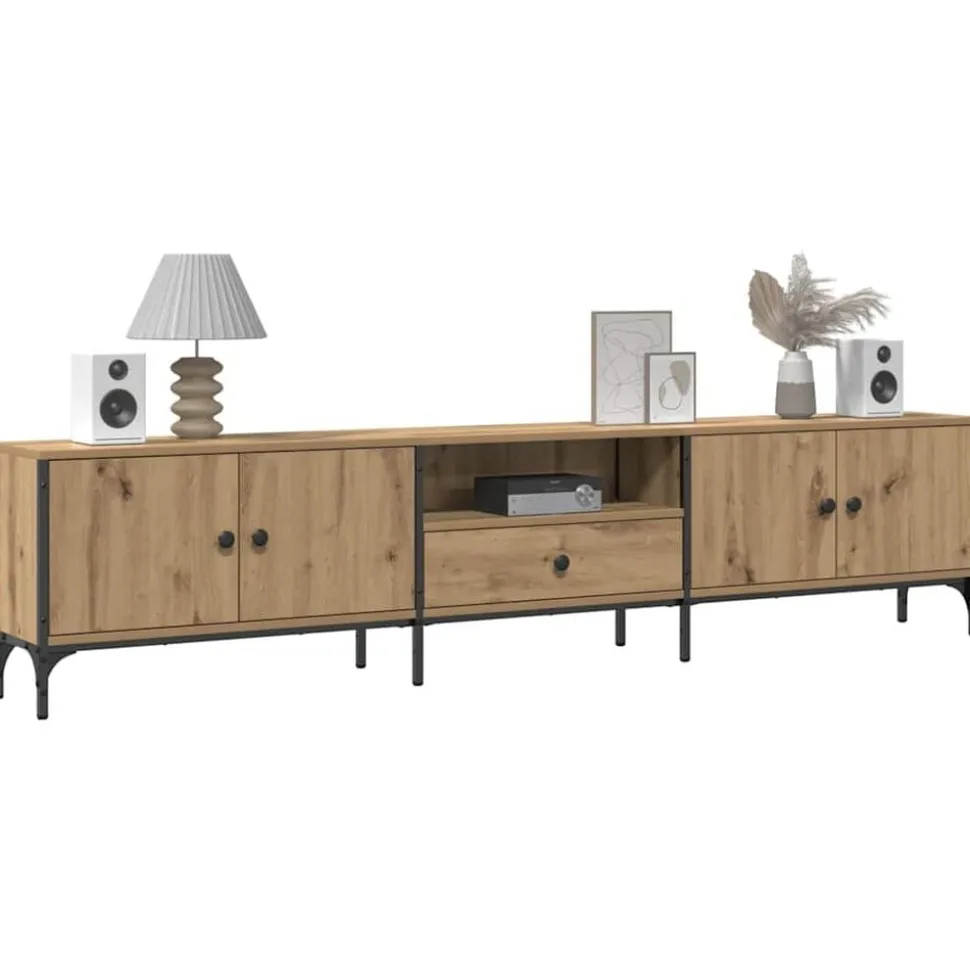 vidaXL Tv-bänk med låda artisan ek 200x25x44 cm konstruerat trä