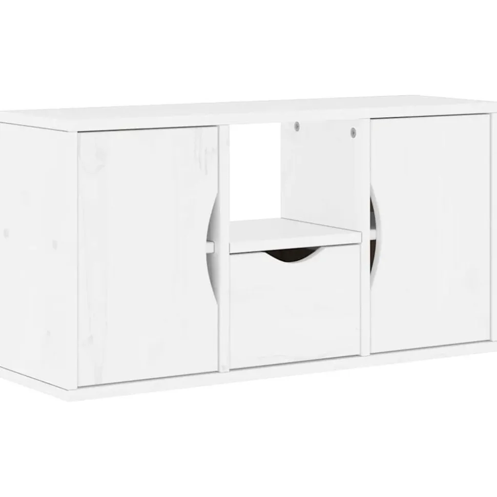vidaXL TV-bänk med låda "ODDA" vit 79x24x40 cm massiv furu
