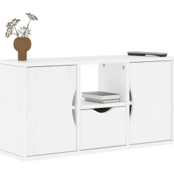 vidaXL TV-bänk med låda "ODDA" vit 79x24x40 cm massiv furu