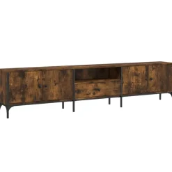 vidaXL Tv-bänk med låda rökfärgad ek 200x25x44 cm konstruerat trä