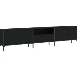 vidaXL Tv-bänk med låda svart 200x25x44 cm konstruerat trä