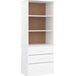 vidaXL Tv-bänk med lådor ALTA 60x35x142 cm vit massiv furu