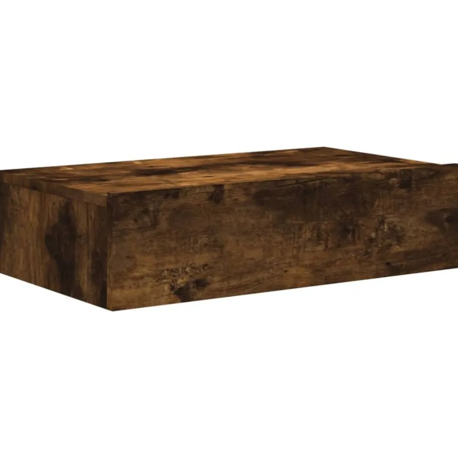 Hot vidaXL Tv-bänk med LED-belysning 60x35x15,5 cm Rökfärgad ek