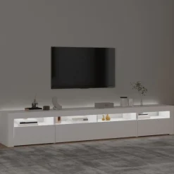 vidaXL Tv-bänk med LED-belysning vit 240x35x40 cm