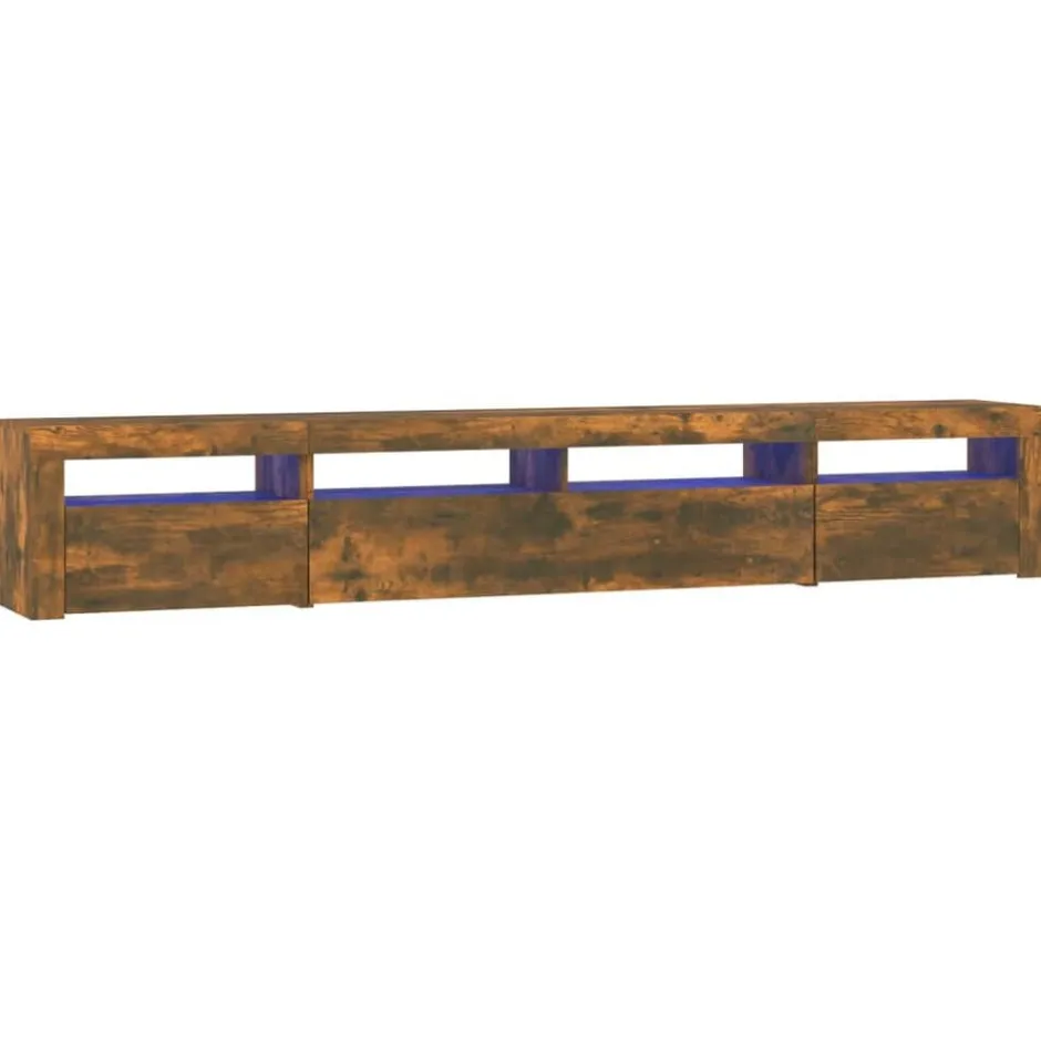 Discount vidaXL Tv-bänk med LED-belysning 240x35x40 cm Rökfärgad ek