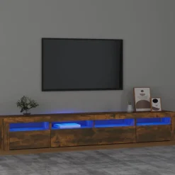 Discount vidaXL Tv-bänk med LED-belysning 240x35x40 cm Rökfärgad ek