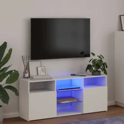 vidaXL TV-bänk med LED-belysning 120x30x50 cm Vit