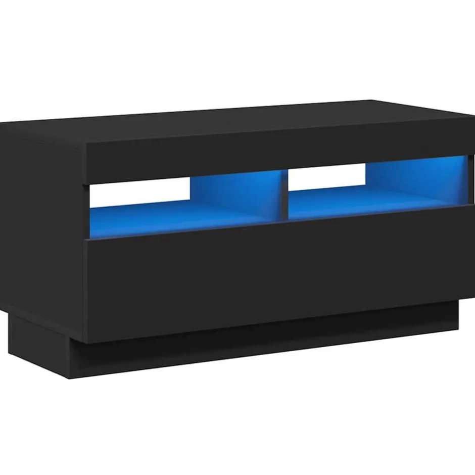 Clearance vidaXL TV-bänk med LED-belysning 80x35x40 cm Svart
