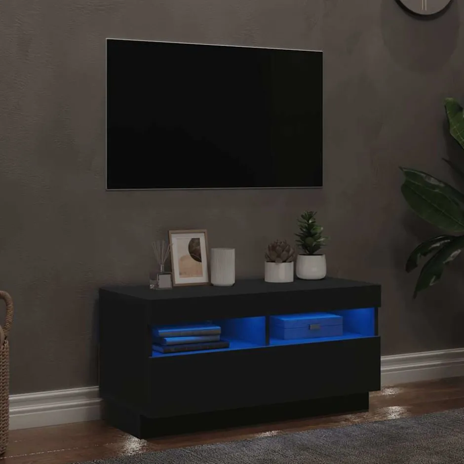 Clearance vidaXL TV-bänk med LED-belysning 80x35x40 cm Svart