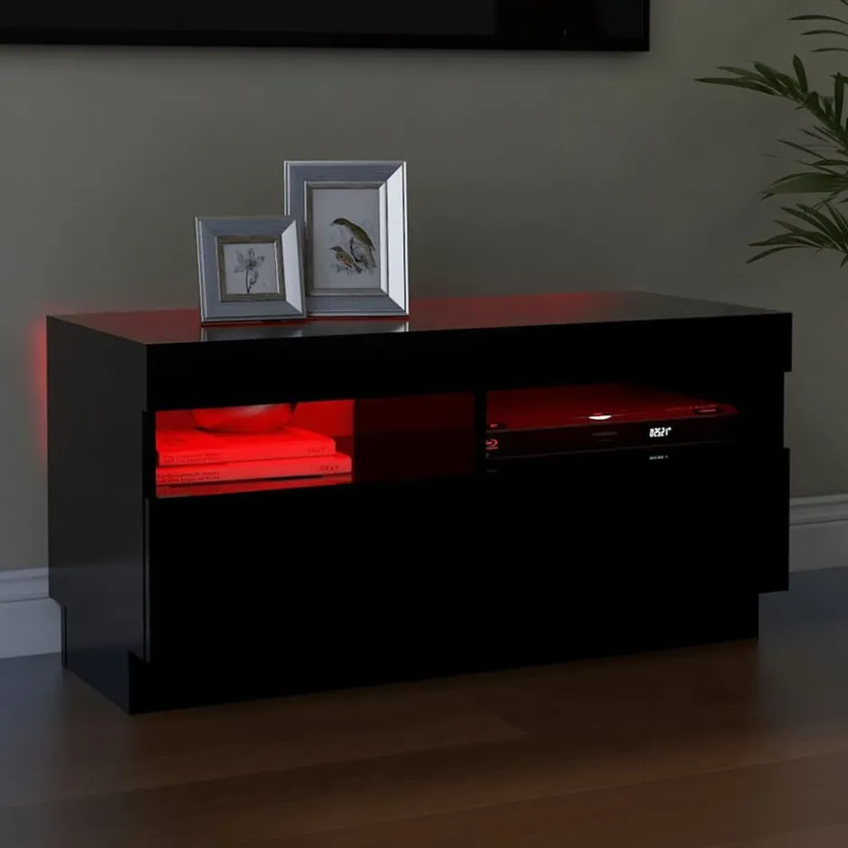 Clearance vidaXL TV-bänk med LED-belysning 80x35x40 cm Svart