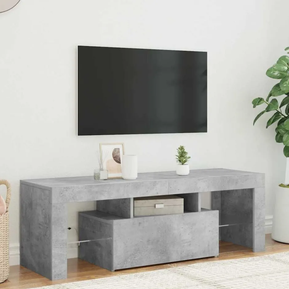 New vidaXL TV-bänk med LED-belysning 120x35x40 cm Betonggrå