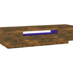 vidaXL Tv-bänk med LED-belysning rökfärgad ek 160x35x40 cm